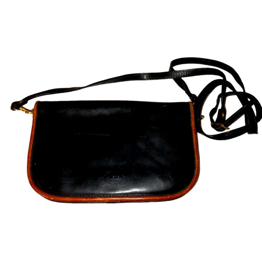 Marcus Firenze two tone brown trim blk saddle leather made ITALY cross b…